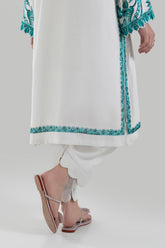 Stitched White Embroidered Shalwar